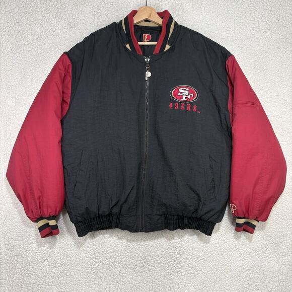 Vintage San Francisco 49ers Jacket Puffer Reversible Pro Player XL Parka Coat - Picture 1 of 11